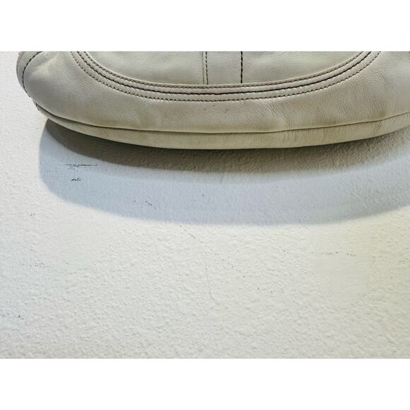 COACH White Brown Saddle SoHo Leather Hobo Leather Handbag F10192 - Picture 11 of 11